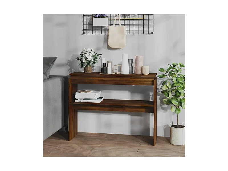 Table console Chêne marron 102x30x80 cm Bois d'ingénierie
