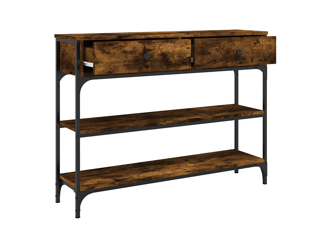 Table console chêne fumé 100x25x75 cm bois d'ingénierie