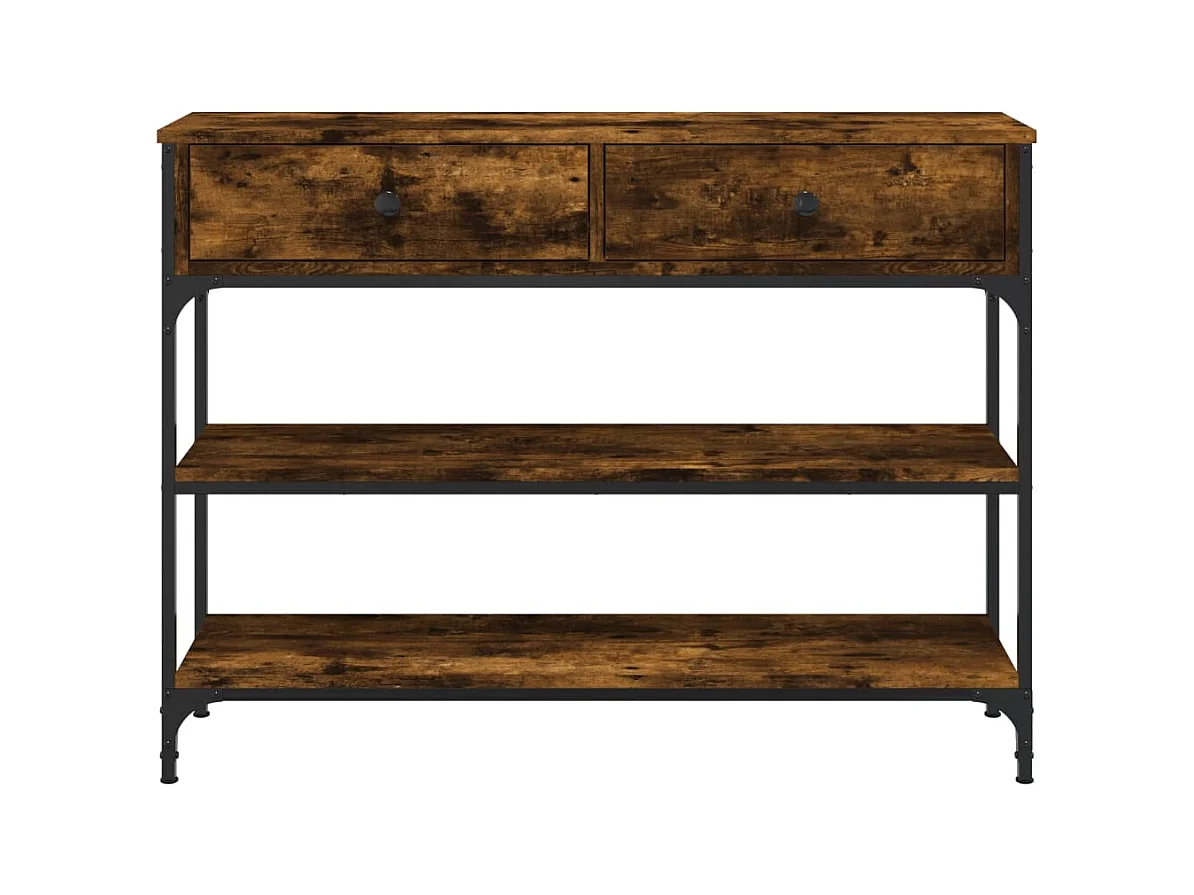 Table console chêne fumé 100x25x75 cm bois d'ingénierie