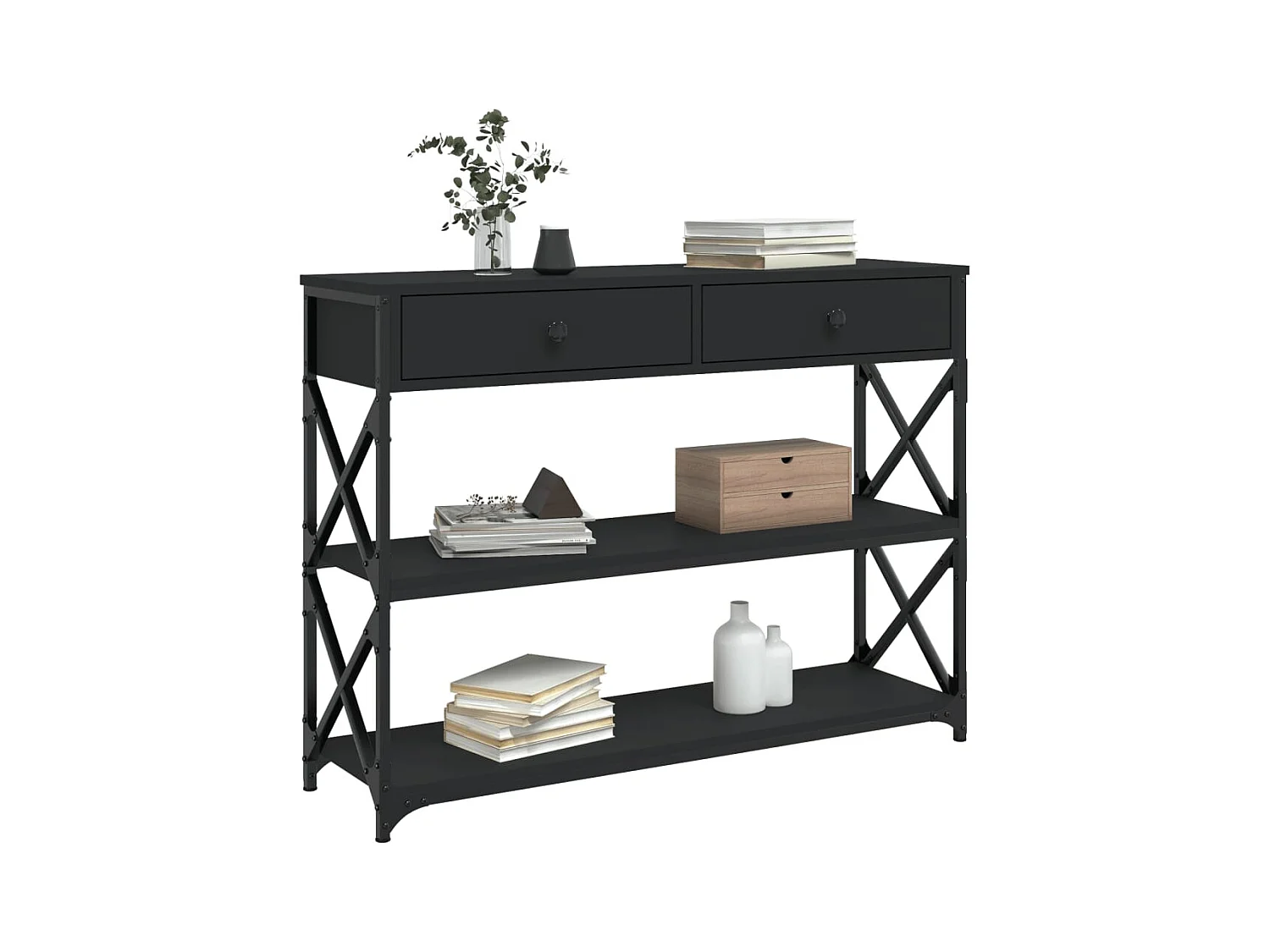 Consolle nera 100x28x75 cm in legno ingegnerizzato