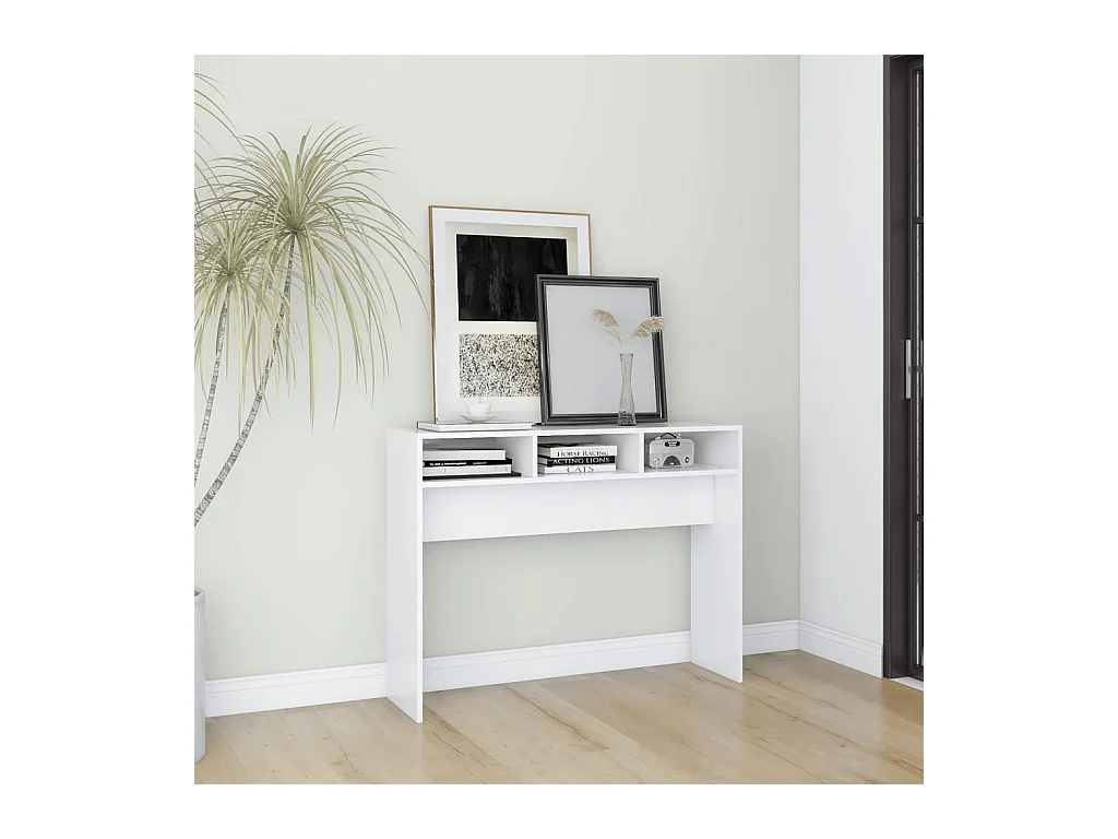 Table console blanc 105x30x80 cm bois d'ingénierie