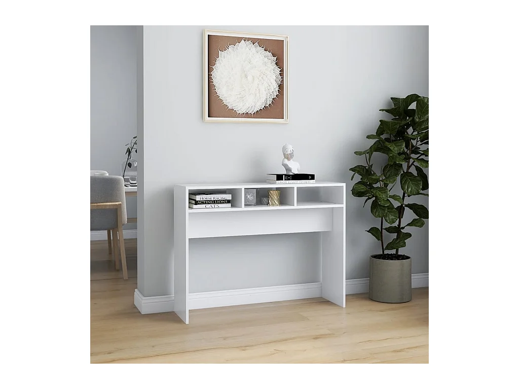Table console blanc 105x30x80 cm bois d'ingénierie