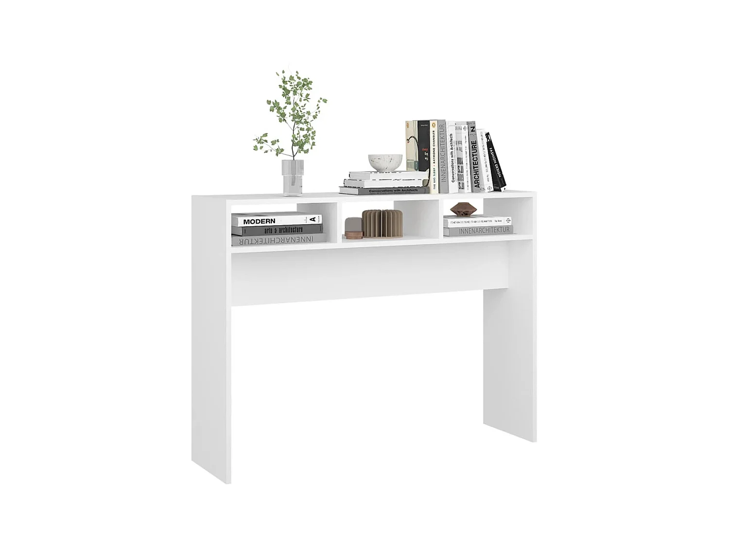 Table console blanc 105x30x80 cm bois d'ingénierie