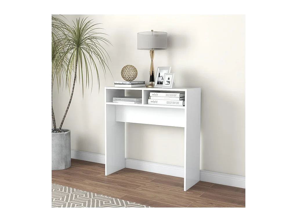 Table console blanc 78x30x80 cm bois d'ingénierie