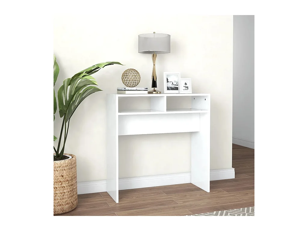 Table console blanc 78x30x80 cm bois d'ingénierie