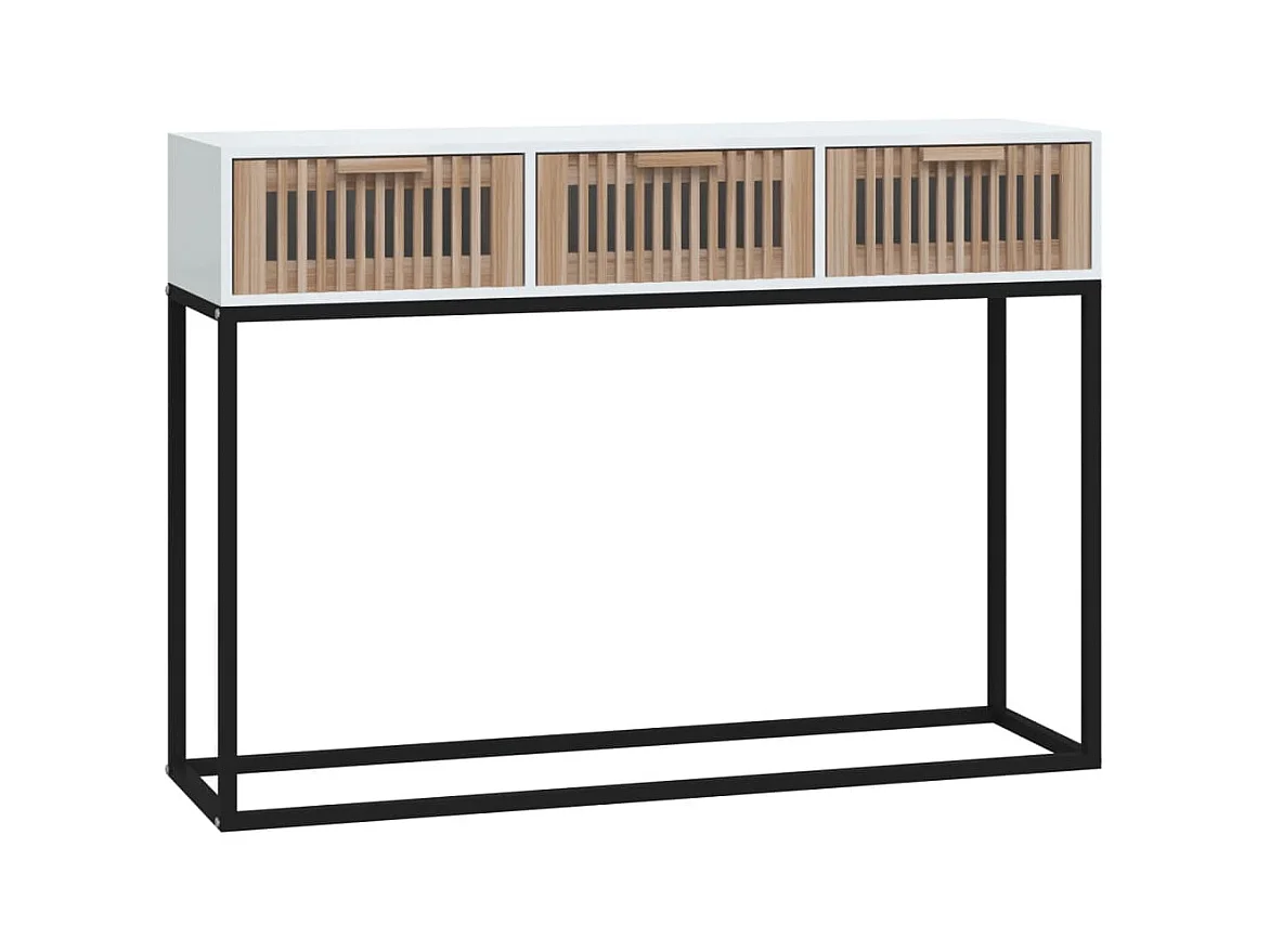 Table console blanc 105x30x75 cm bois d'ingénierie et fer