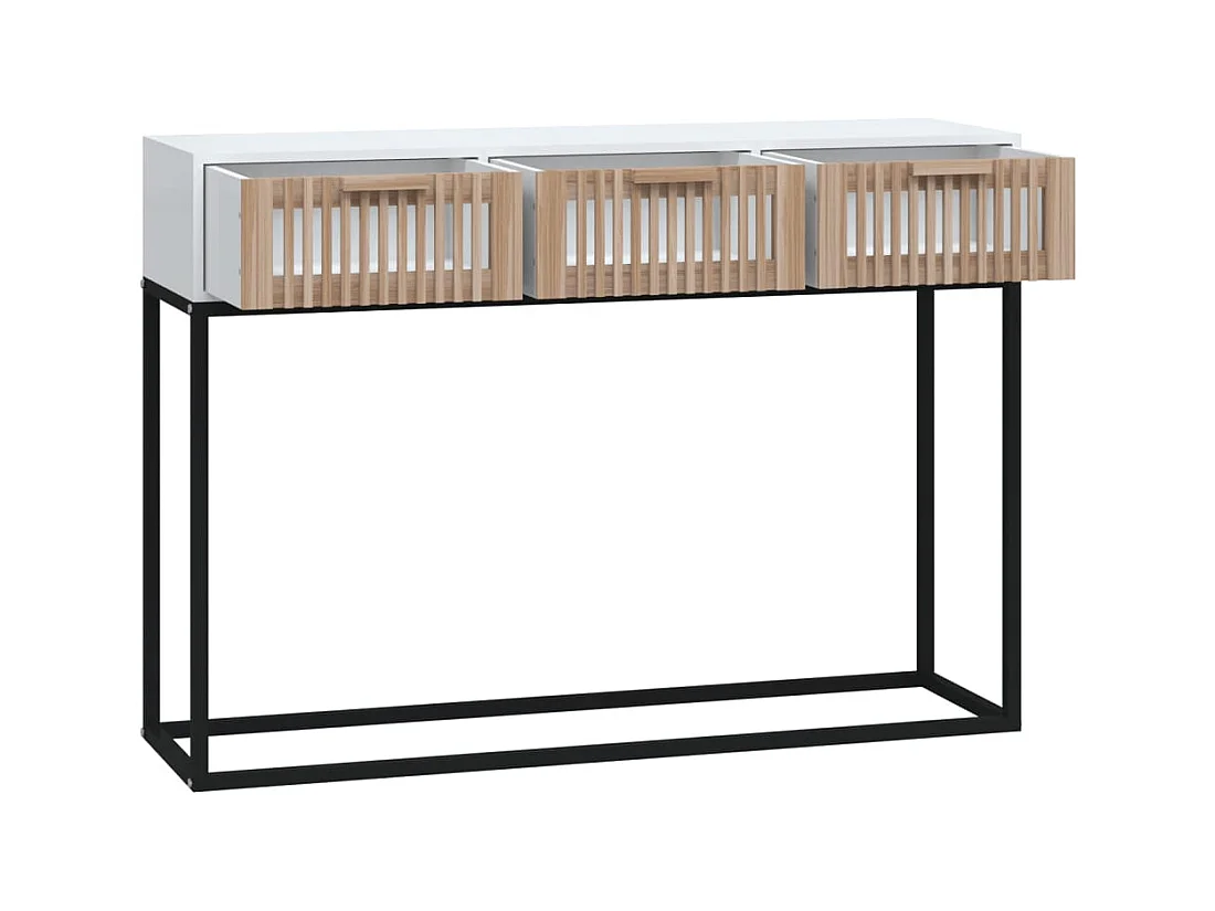 Table console blanc 105x30x75 cm bois d'ingénierie et fer