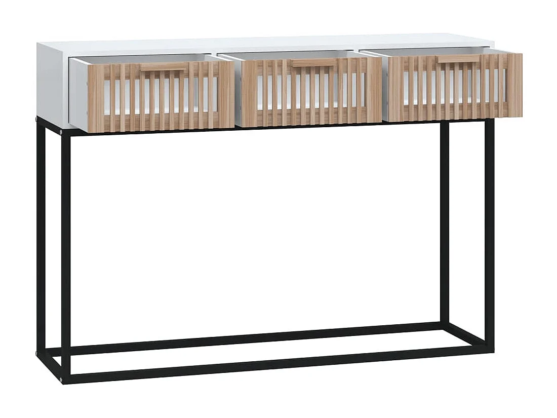 Table console blanc 105x30x75 cm bois d'ingénierie et fer