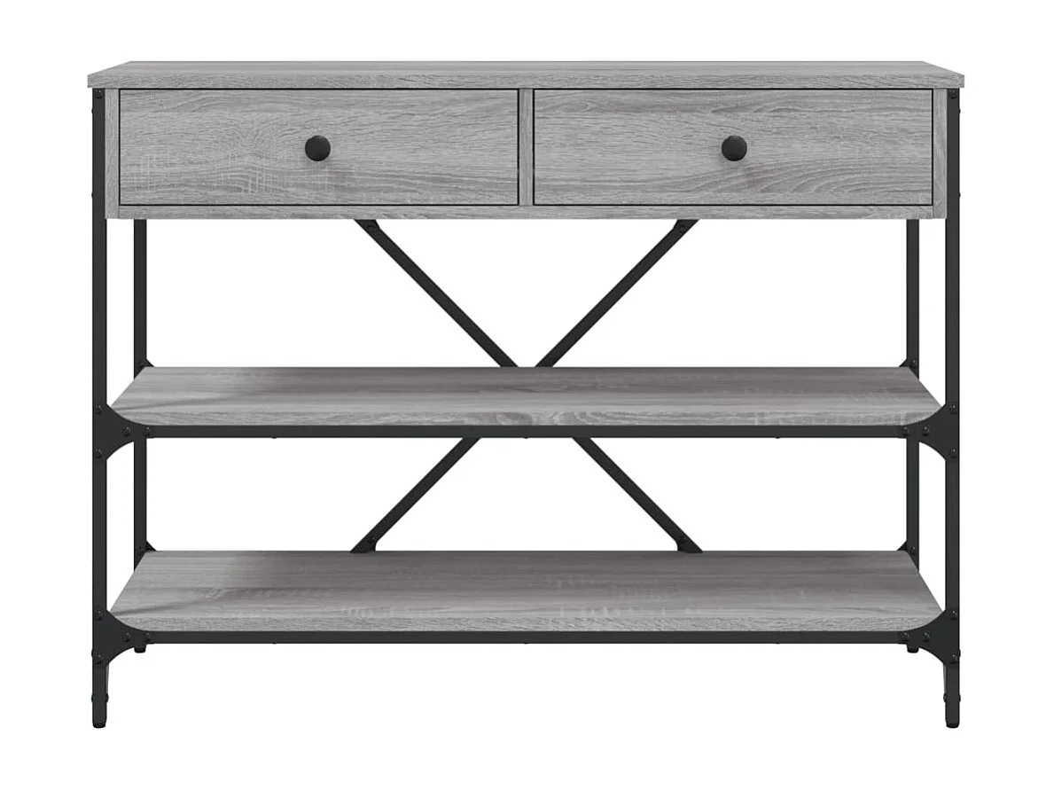 Consolle con cassetti e ripiani in legno ingegnerizzato grigio