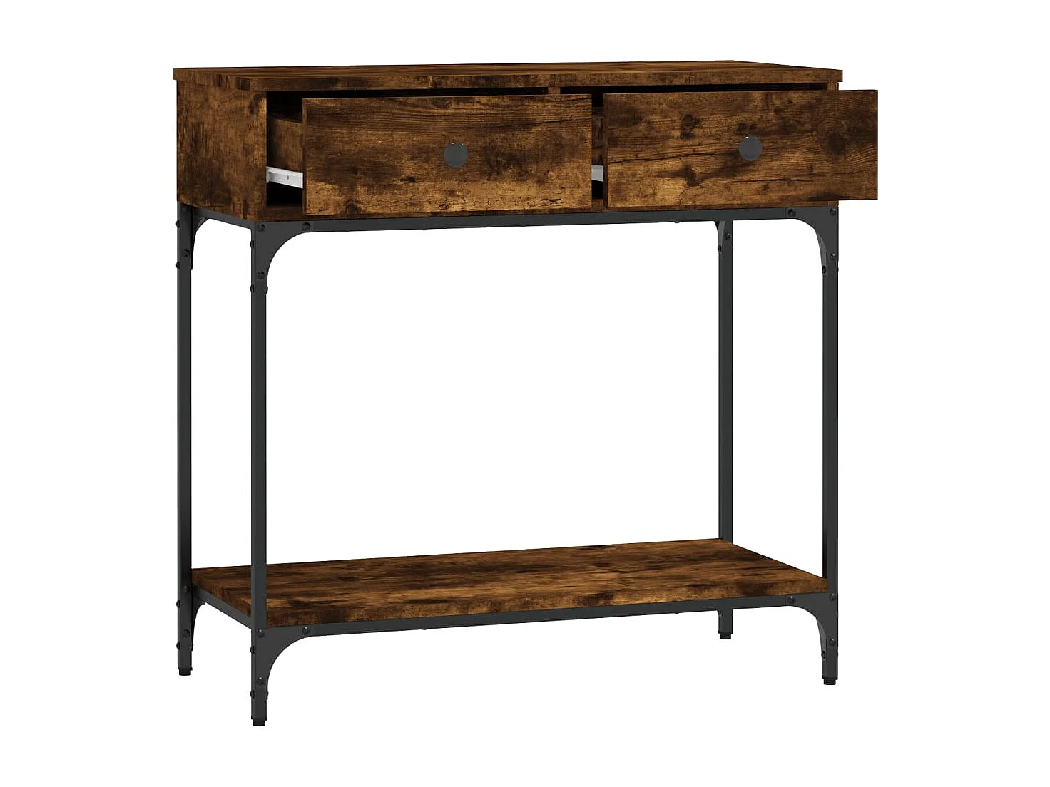 Table console chêne fumé 75x34,5x75 cm bois d'ingénierie