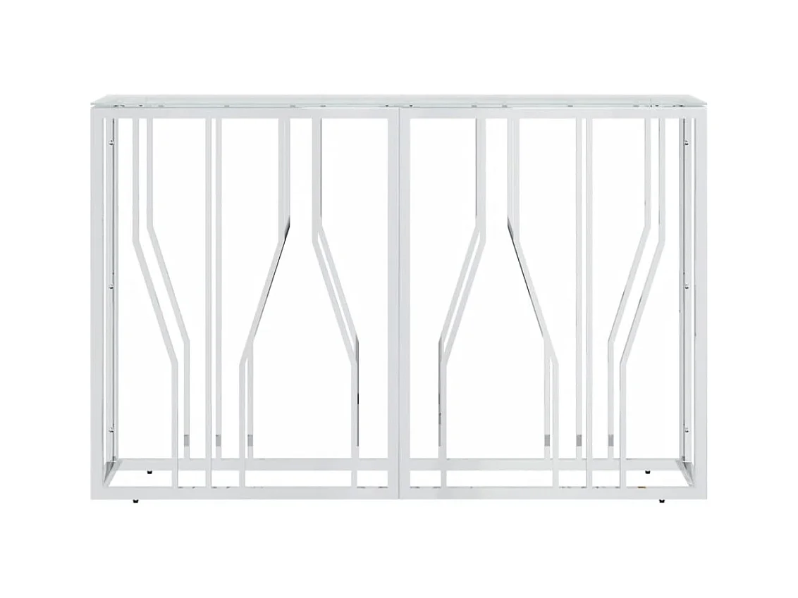 Tavolo consolle 110x30x70 cm in acciaio inox e vetro