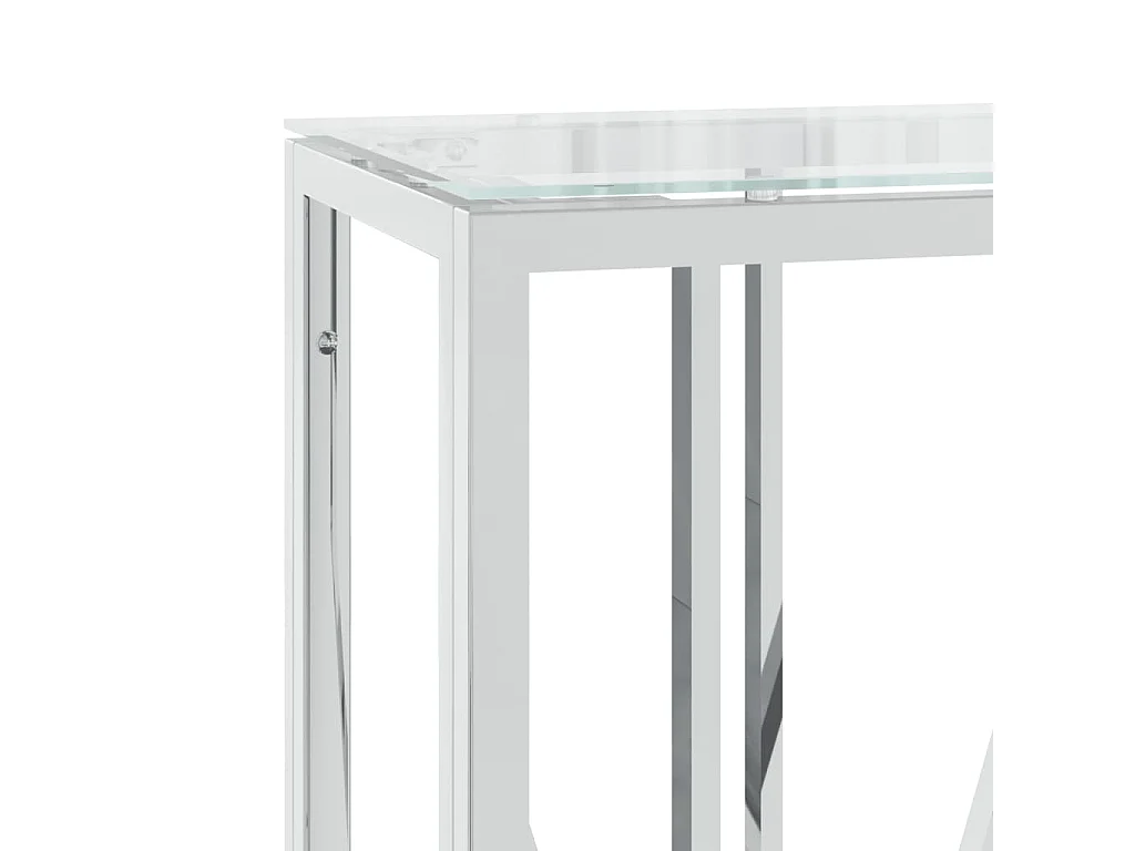 Tavolo consolle 110x30x70 cm in acciaio inox e vetro