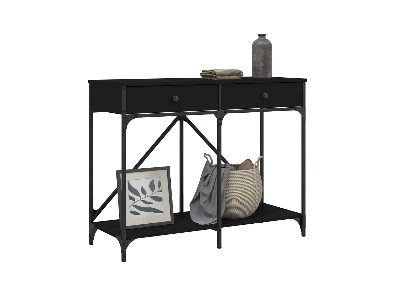 Consolle nera 100x39x78,5 cm in legno ingegnerizzato