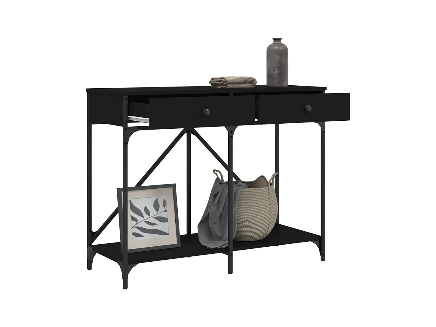 Consolle nera 100x39x78,5 cm in legno ingegnerizzato