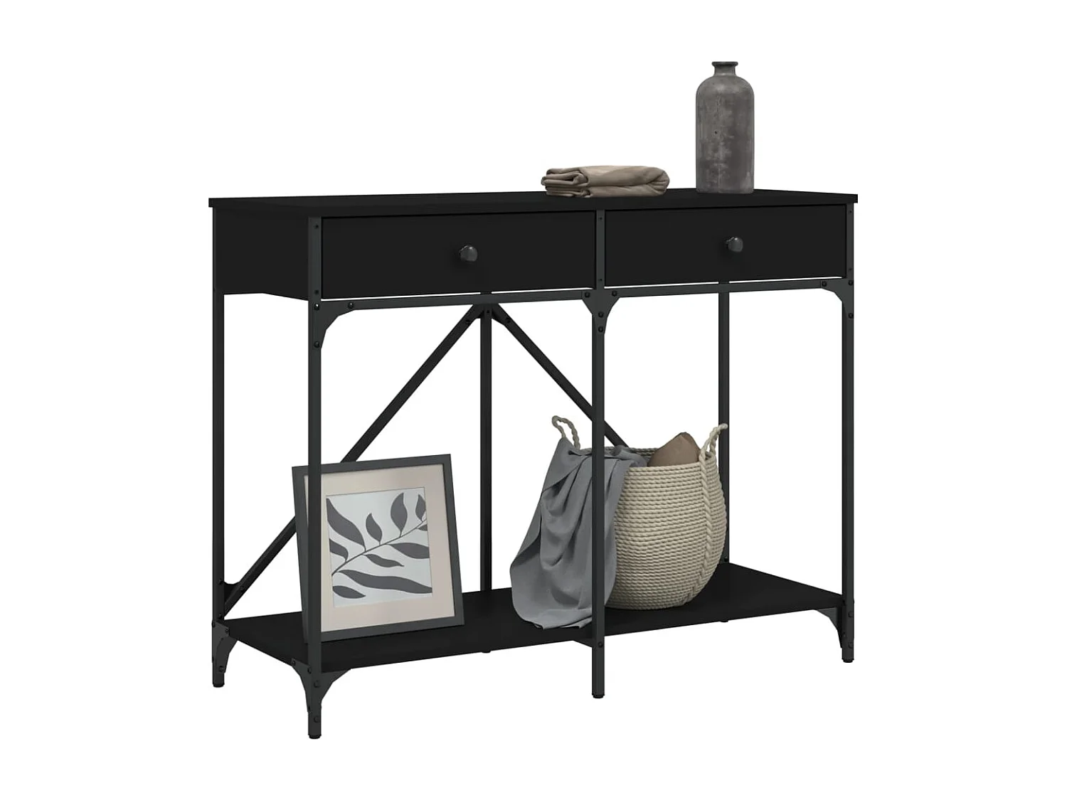 Consolle nera 100x39x78,5 cm in legno ingegnerizzato