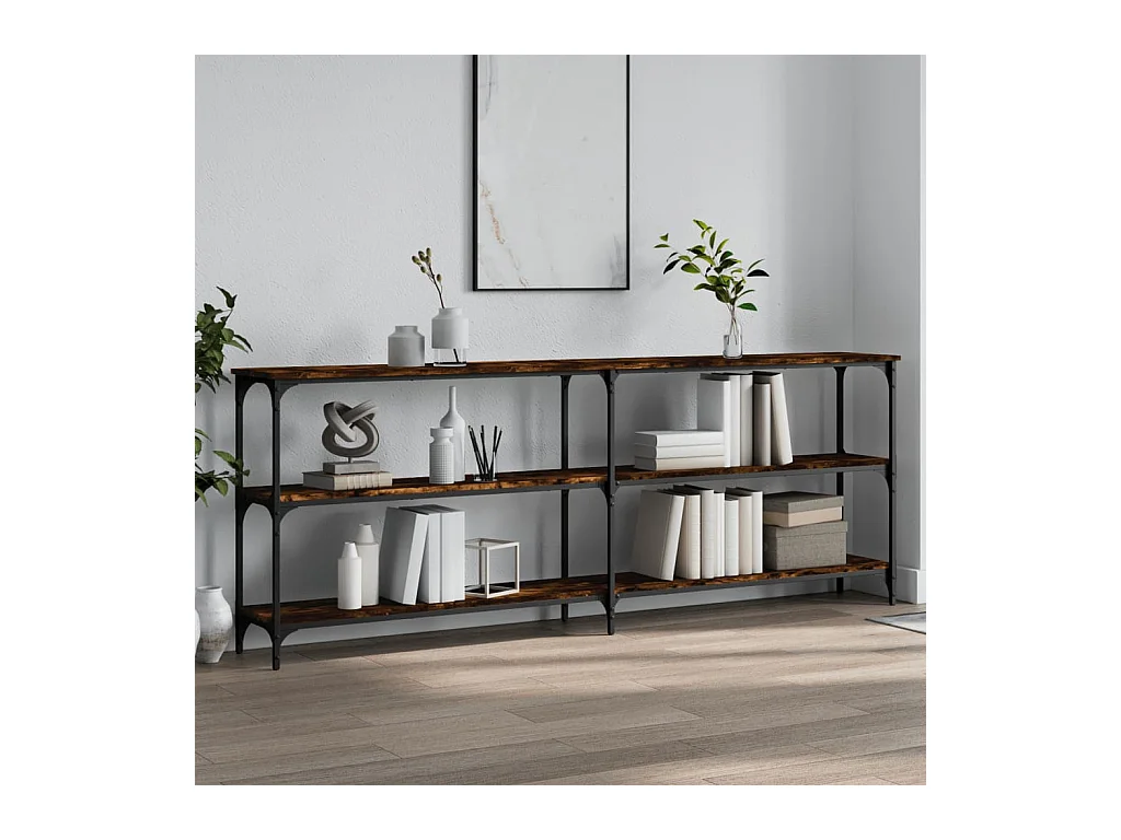 Table console chêne fumé 200x29x75 cm bois d'ingénierie