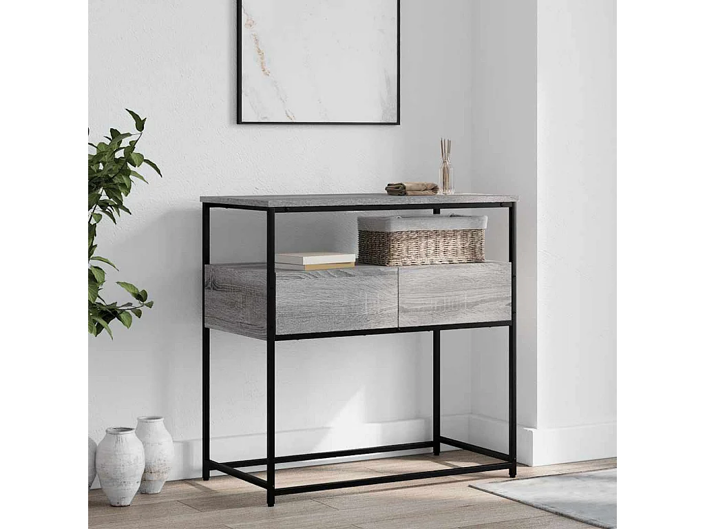 Table console sonoma gris 75x40x75 cm bois d'ingénierie