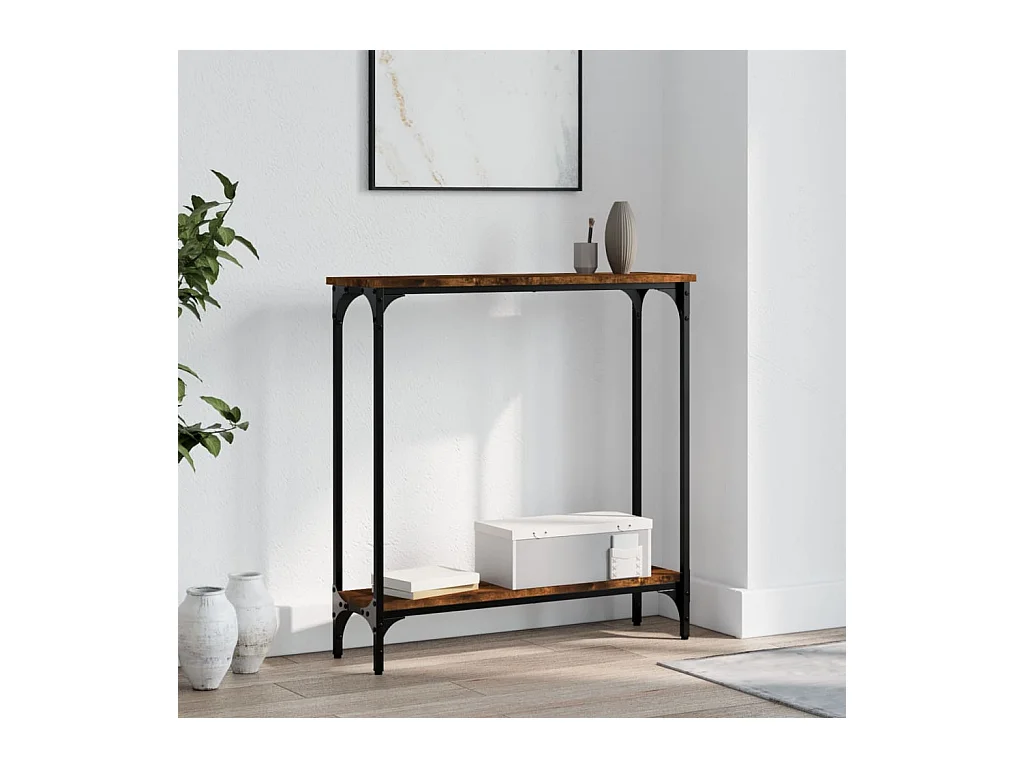 Table console chêne fumé 75x22,5x75 cm bois d'ingénierie