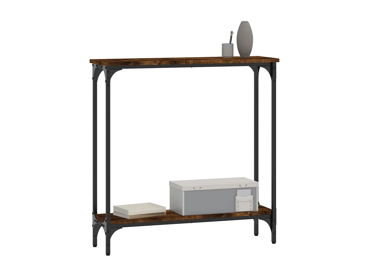 Table console chêne fumé 75x22,5x75 cm bois d'ingénierie