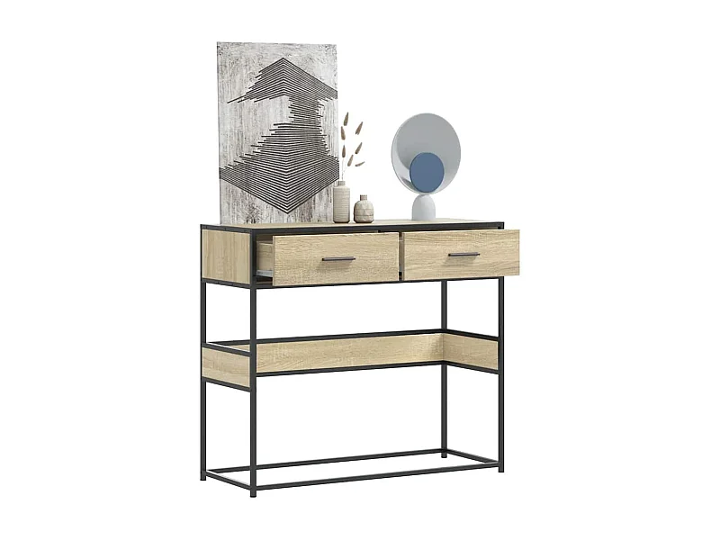 Table console chêne sonoma 90x35x80 cm bois d'ingénierie