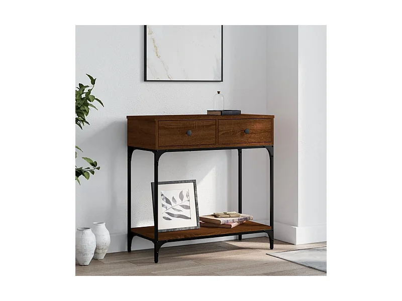 Consolle in rovere marrone 75x34,5x75 cm in legno ingegnerizzato