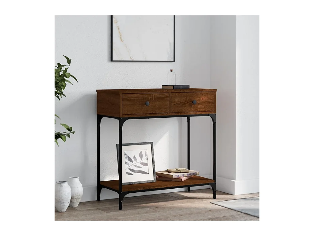 Table console chêne marron 75x34,5x75 cm bois d'ingénierie