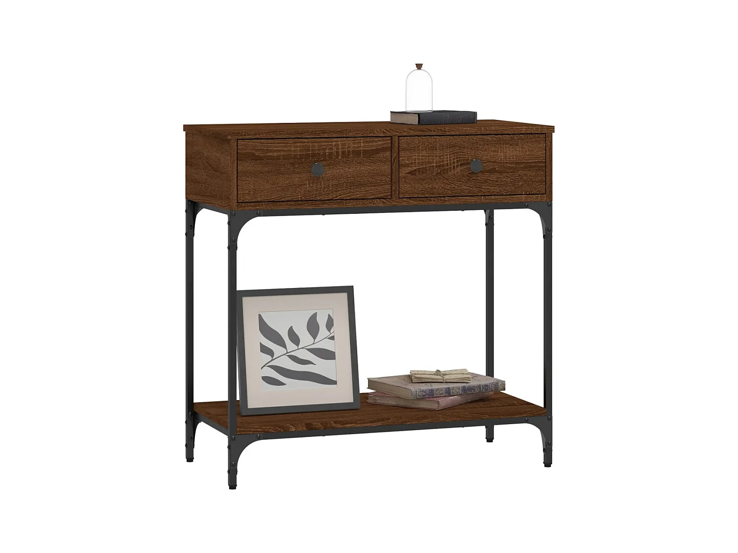 Table console chêne marron 75x34,5x75 cm bois d'ingénierie