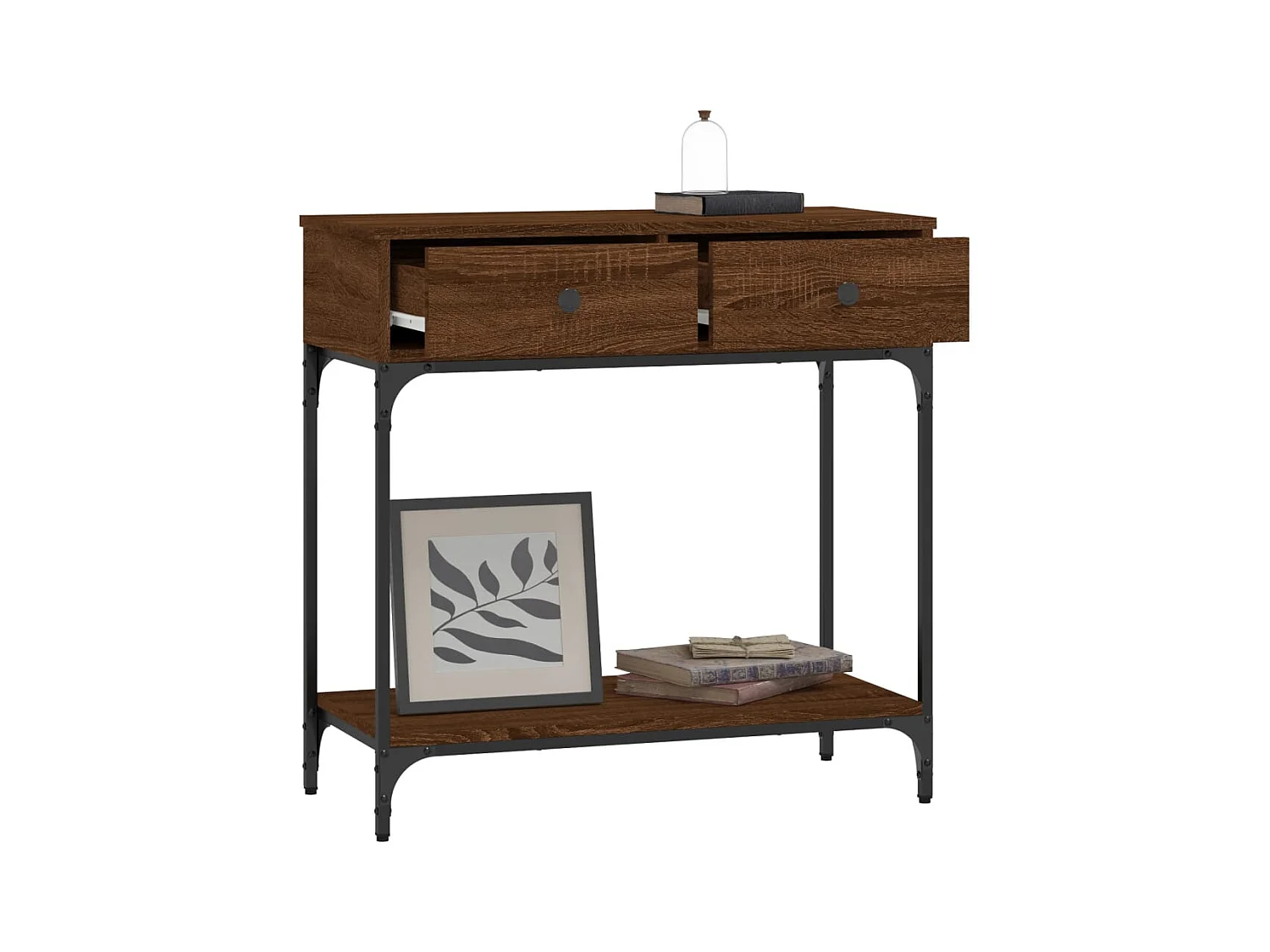 Table console chêne marron 75x34,5x75 cm bois d'ingénierie