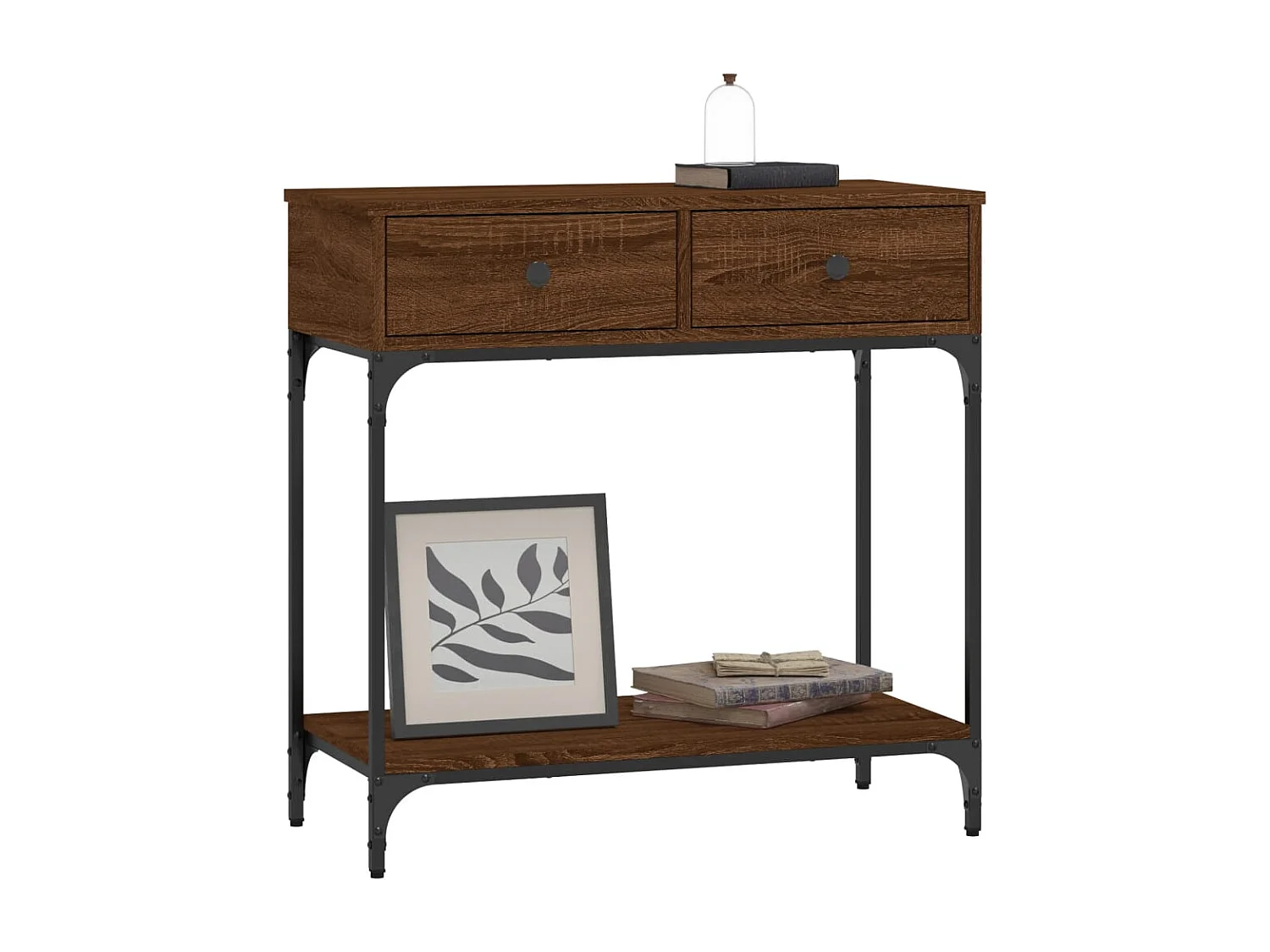 Table console chêne marron 75x34,5x75 cm bois d'ingénierie