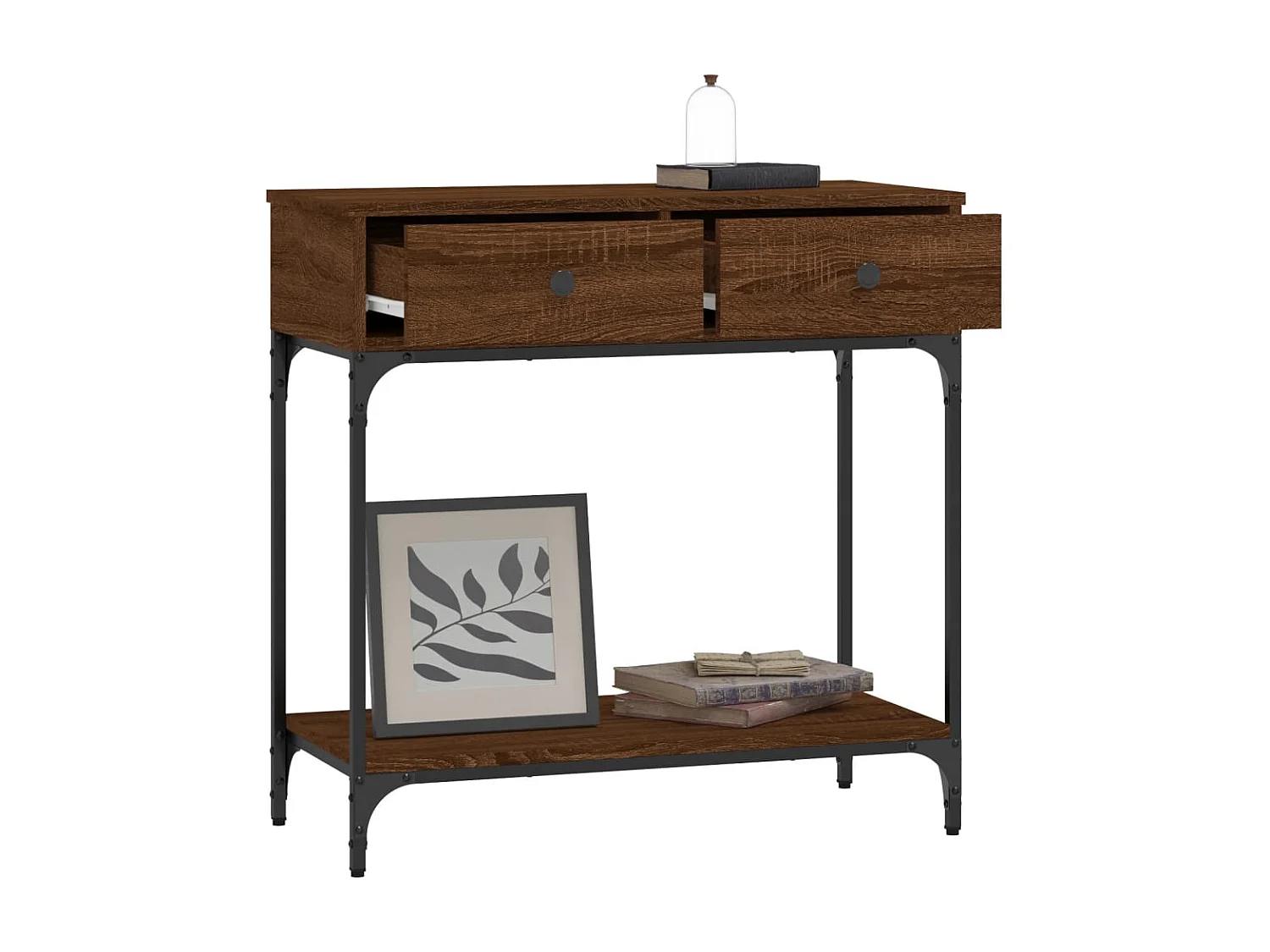 Table console chêne marron 75x34,5x75 cm bois d'ingénierie