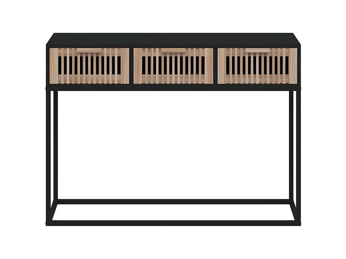 Zwarte consoletafel 105x30x75 cm van bewerkt hout en ijzer