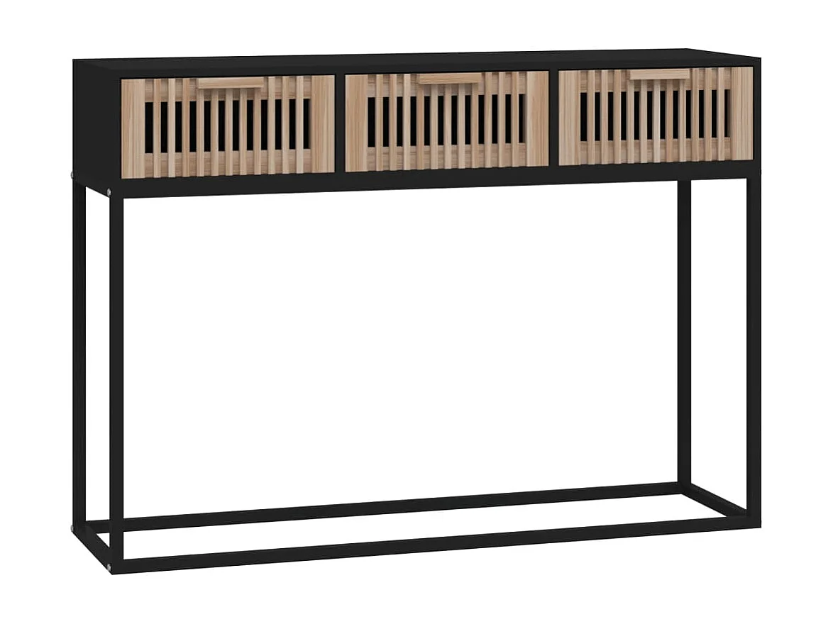Mesa consola negra 105x30x75 cm madera contrachapada y hierro