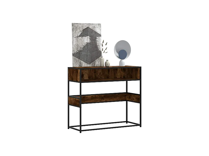 Table console chêne fumé 90x35x80 cm bois d'ingénierie