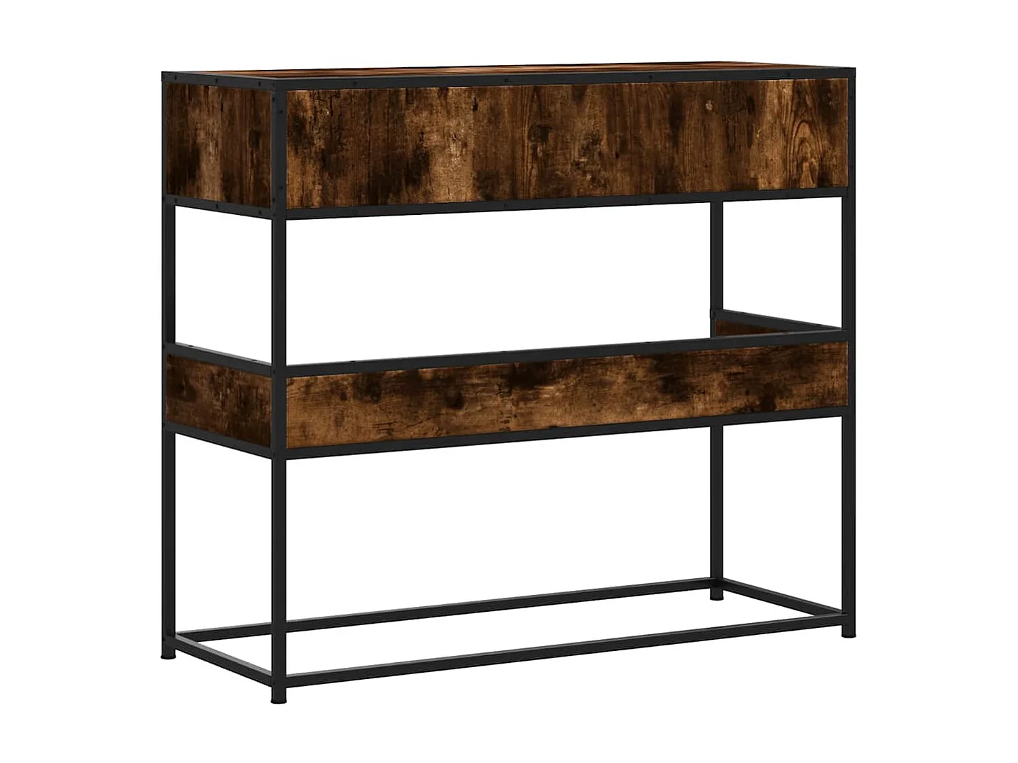 Table console chêne fumé 90x35x80 cm bois d'ingénierie