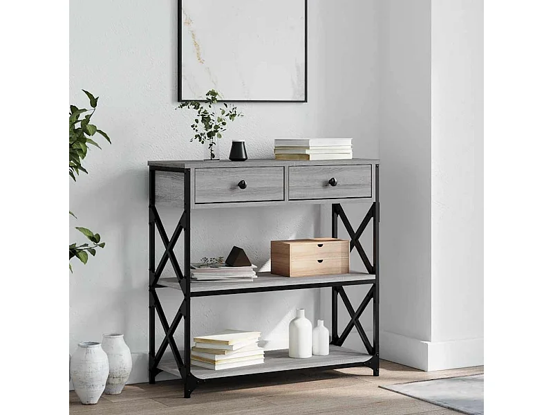 Table console sonoma gris 75x28x75 cm bois d'ingénierie