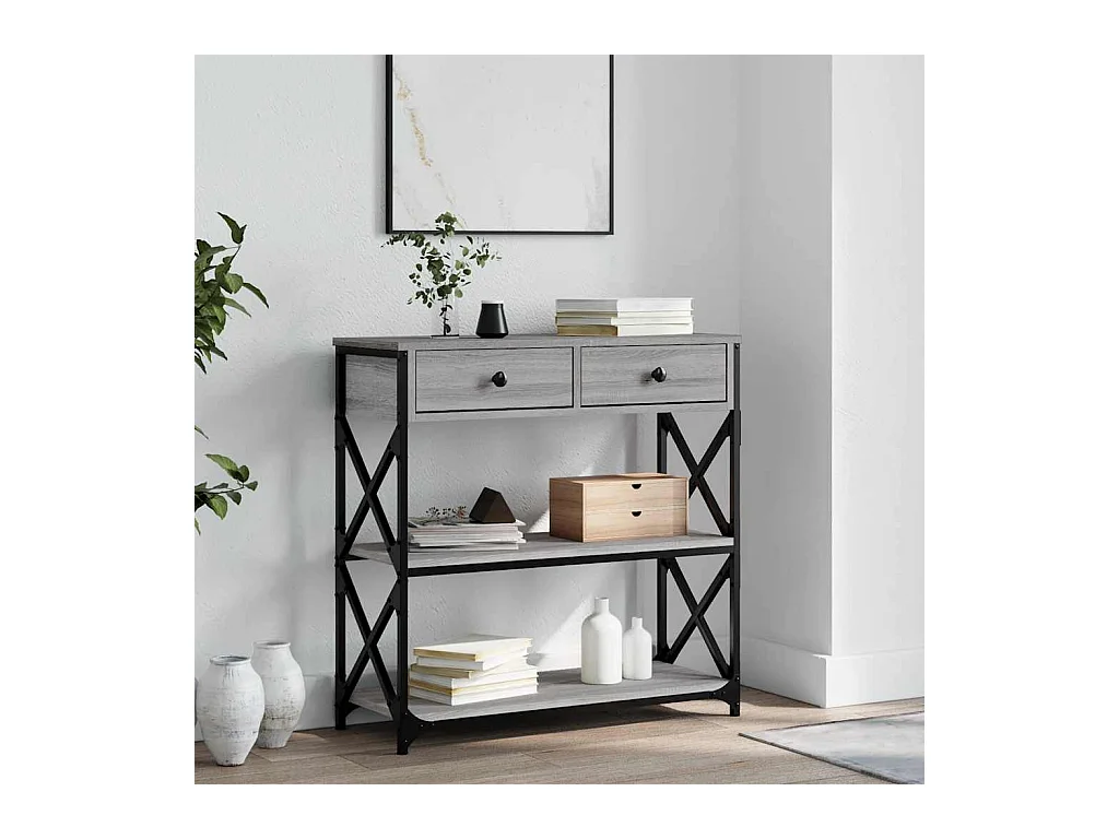 Table console sonoma gris 75x28x75 cm bois d'ingénierie