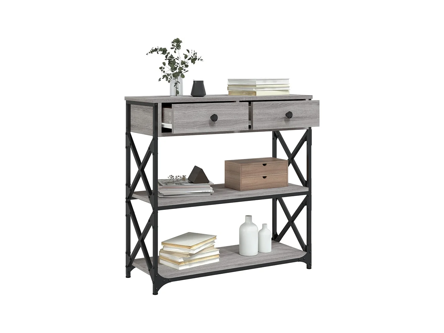 Table console sonoma gris 75x28x75 cm bois d'ingénierie