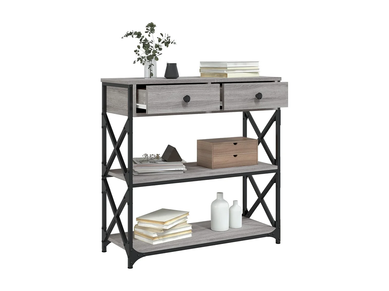 Sonoma grijze consoletafel 75x28x75 cm bewerkt hout