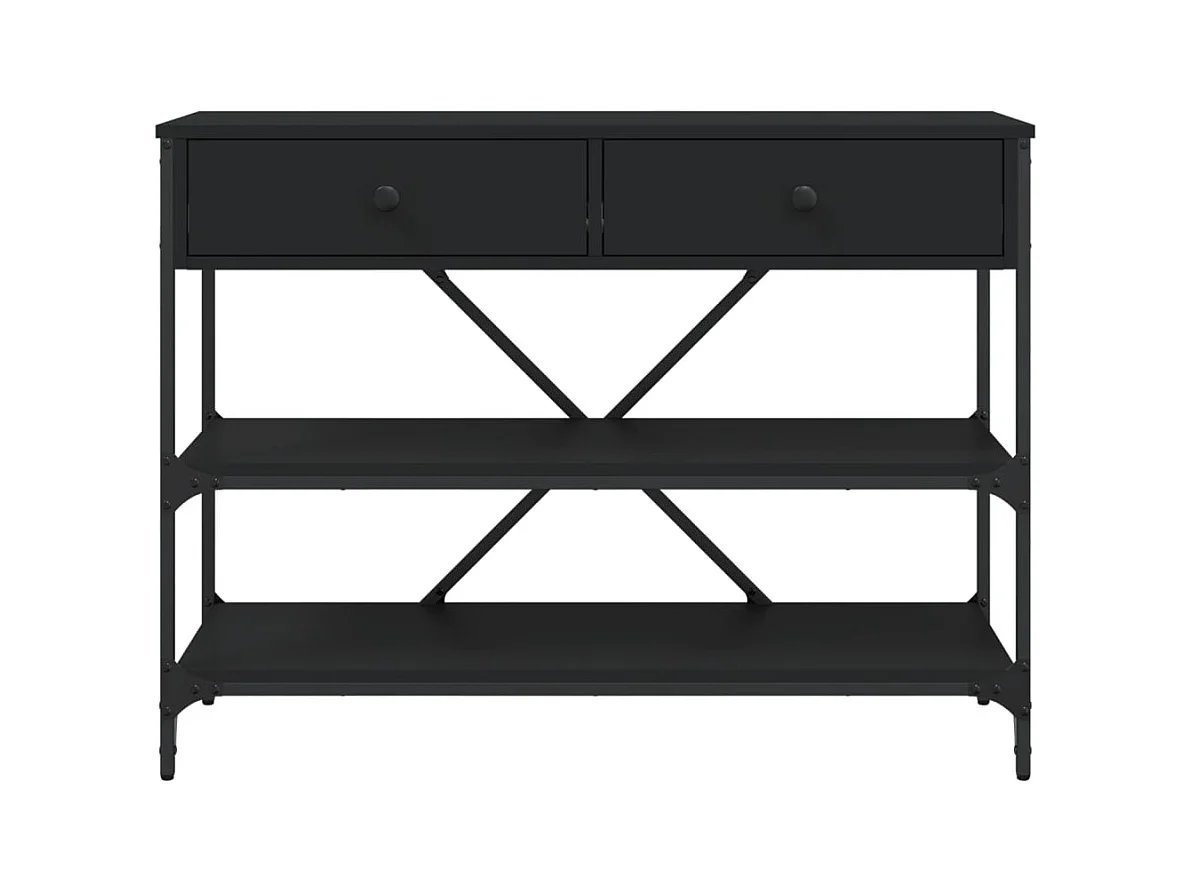 Consolle con cassetti e ripiani in legno ingegnerizzato nero