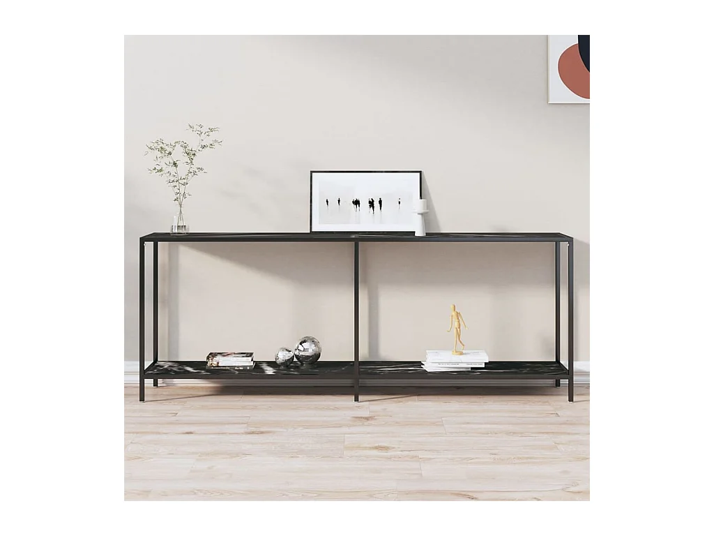 Table console Noir 200x35x75,5 cm Verre trempé