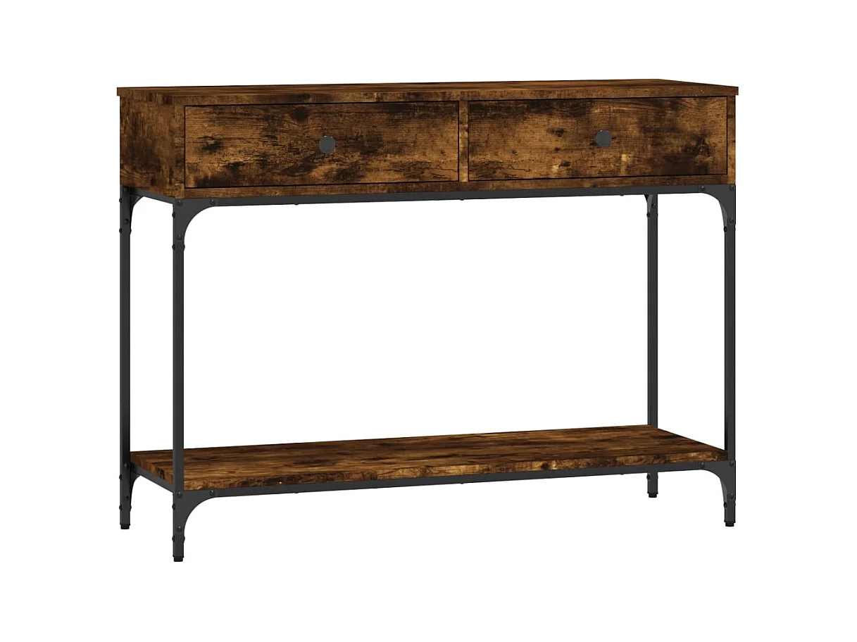 Table console chêne fumé 100x34,5x75 cm bois d'ingénierie