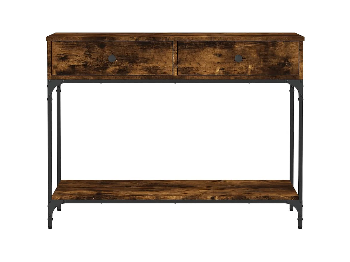 Table console chêne fumé 100x34,5x75 cm bois d'ingénierie