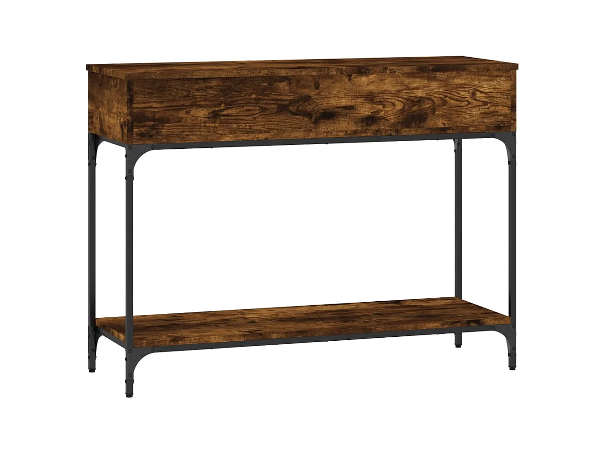Table console chêne fumé 100x34,5x75 cm bois d'ingénierie