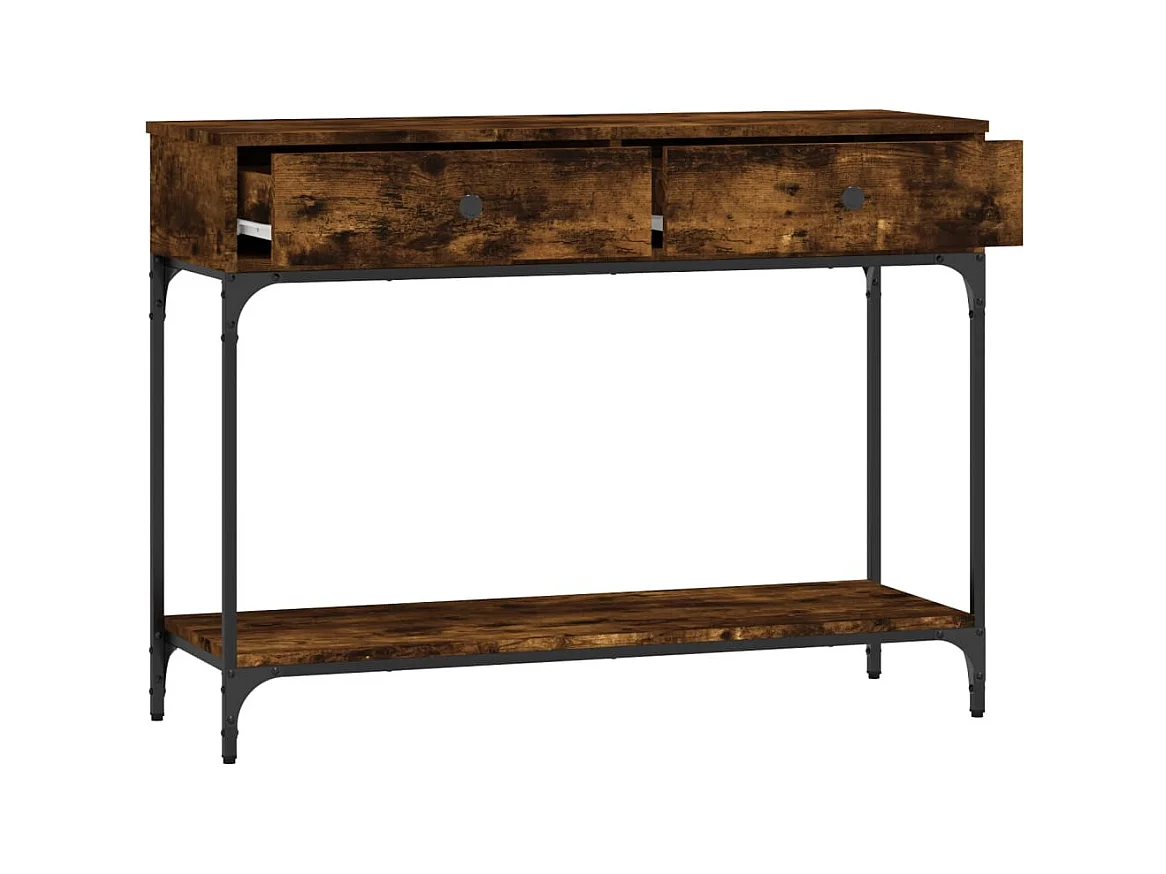 Table console chêne fumé 100x34,5x75 cm bois d'ingénierie