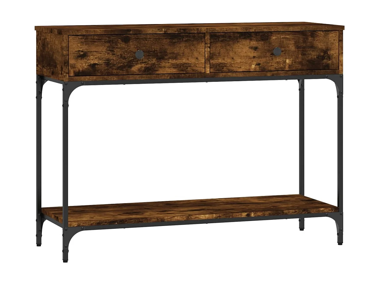 Table console chêne fumé 100x34,5x75 cm bois d'ingénierie