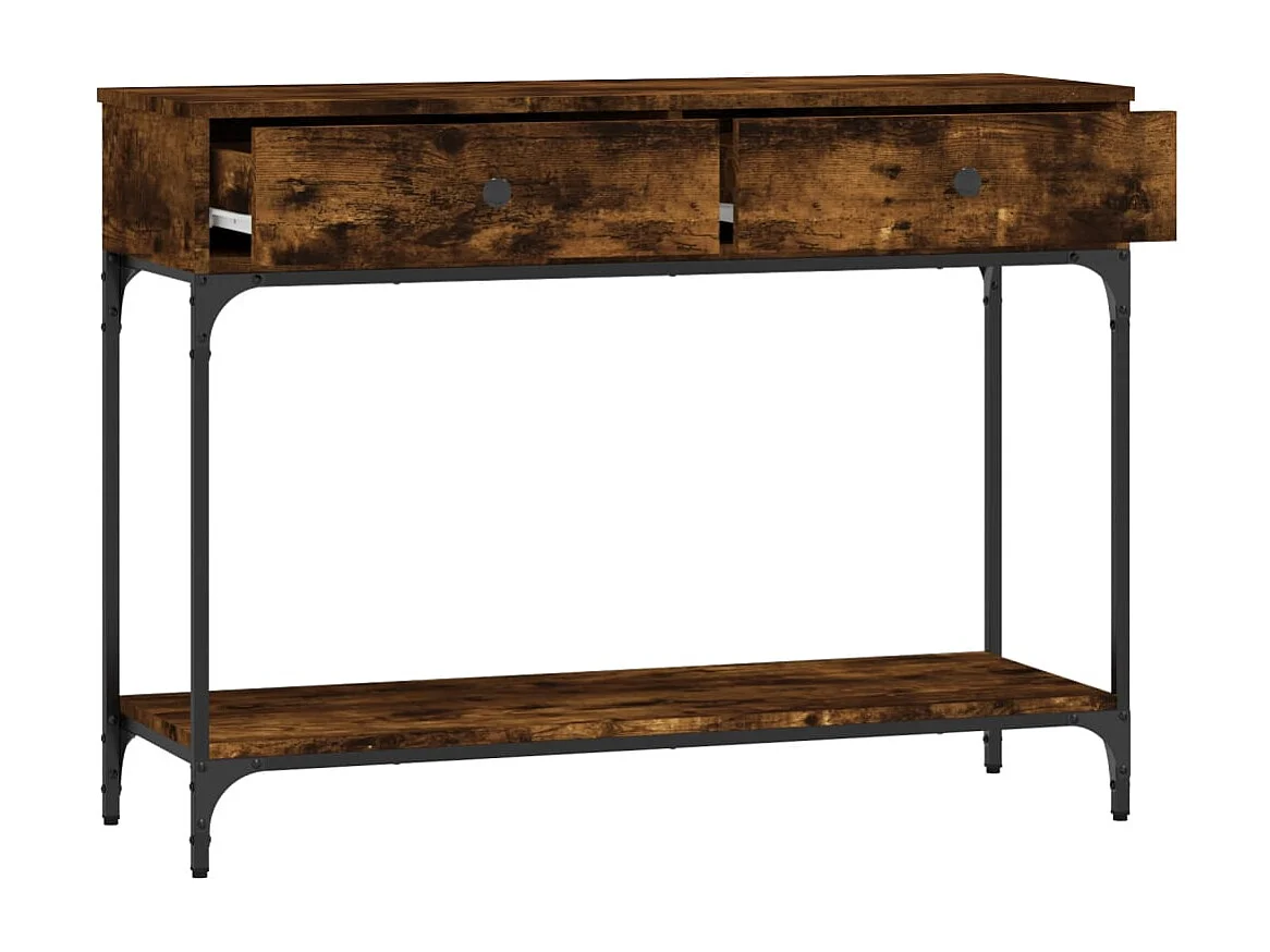 Table console chêne fumé 100x34,5x75 cm bois d'ingénierie