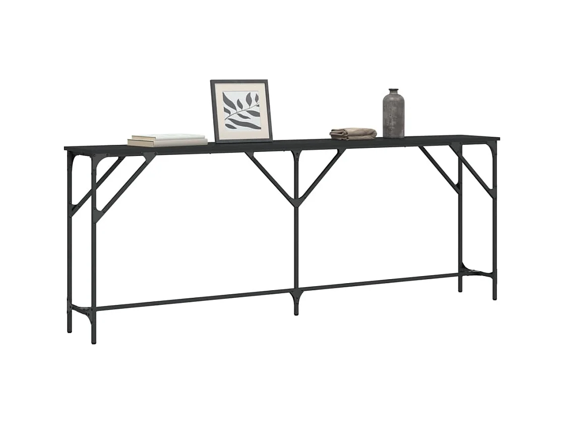 Consolle nera 200x29x75 cm in legno ingegnerizzato