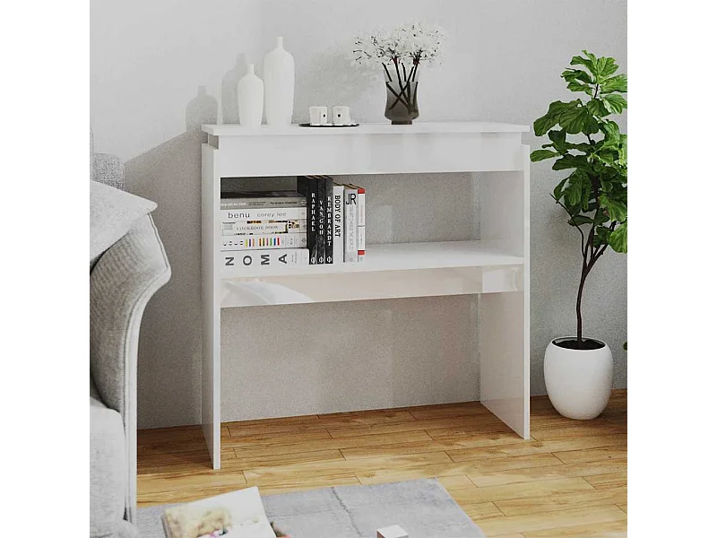 Glanzend witte consoletafel 80x30x80 cm van bewerkt hout