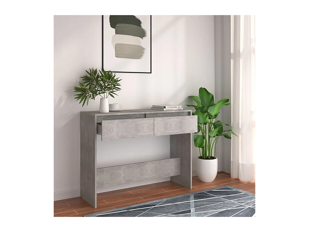 Table console gris béton 100x35x76,5 cm bois d'ingénierie