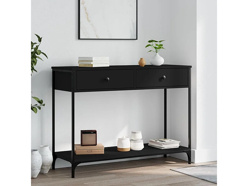 Table console noir 100x34,5x75 cm bois d'ingénierie